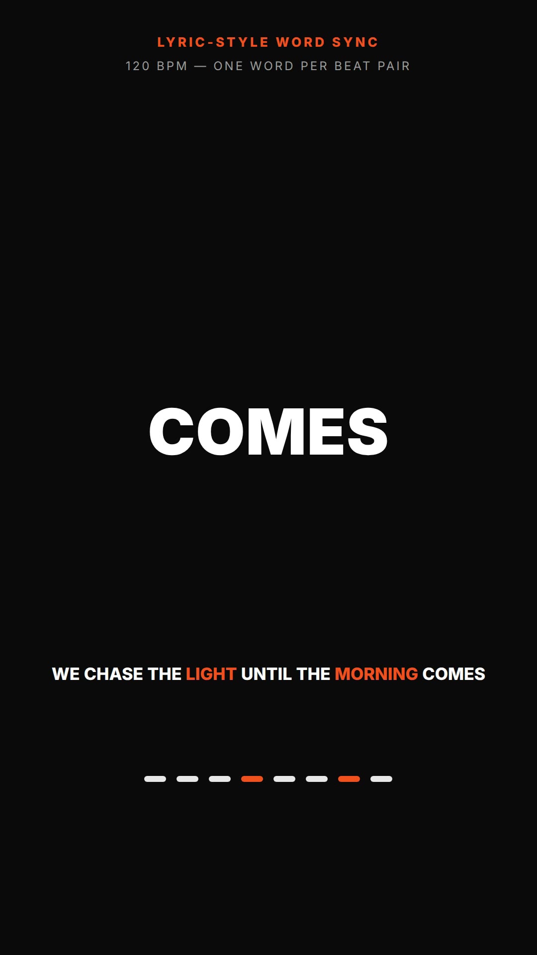 Kinetic typography prompt — lyrics-style word sync
