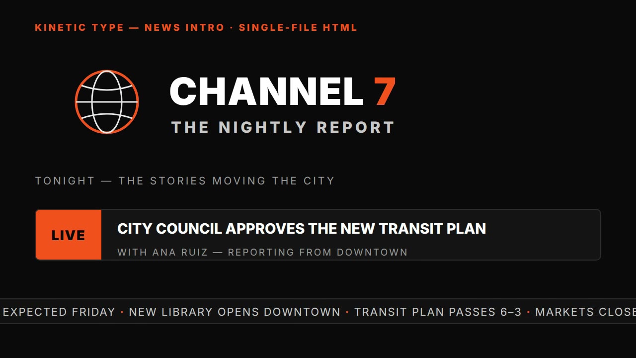 Kinetic typography prompt — news intro
