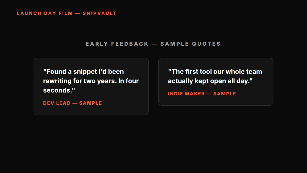 Product launch day film — HyperFrames prompt (live counter + supporter quotes)