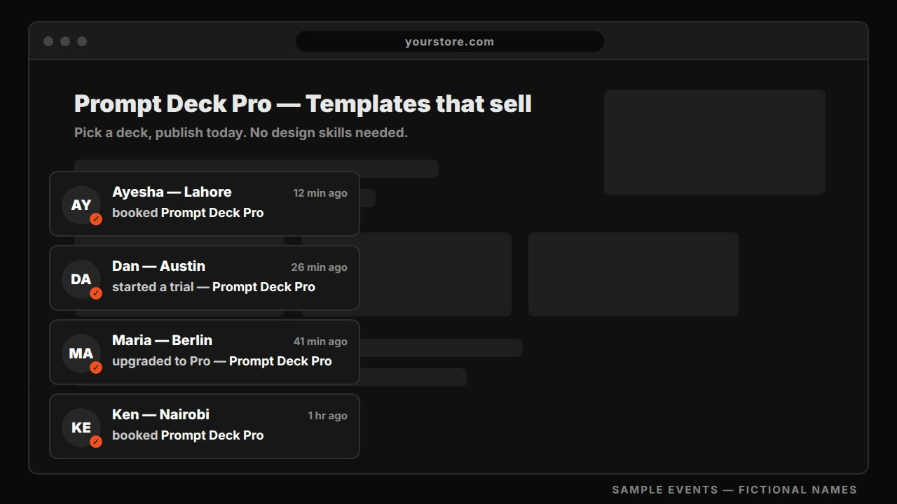 Social proof popup — HyperFrames prompt (notification stack)